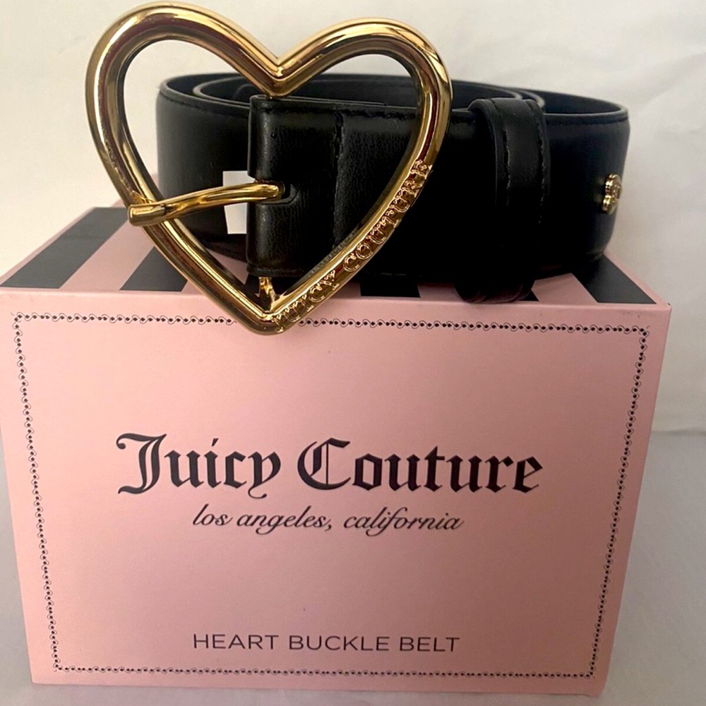 Juicy Couture Gold Heart Buckle Black Belt